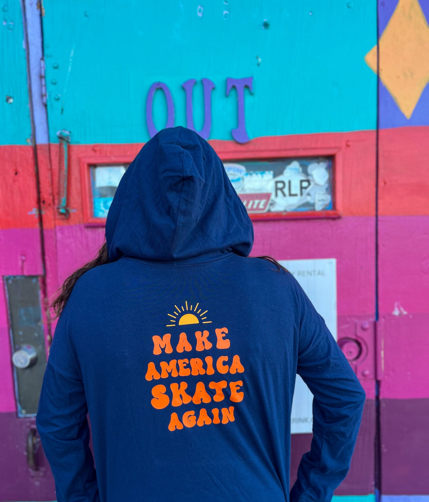 CROPPED HOODIE (NAVY/SUN) MAKE AMERICA SKATE AGAIN
