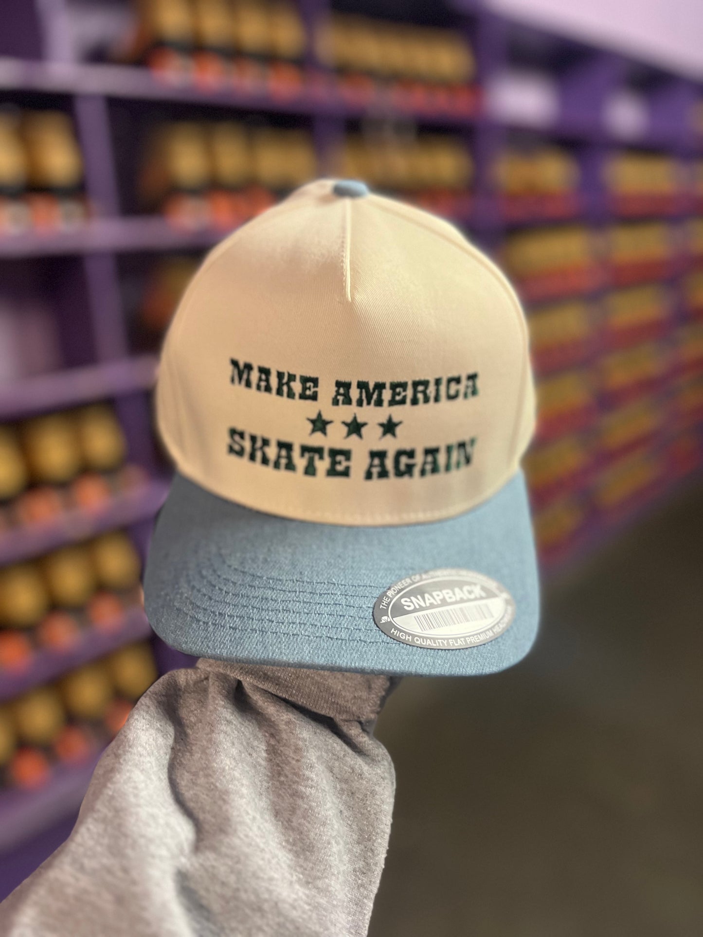 MAKE AMERICA SKATE AGAIN Denim Snapback