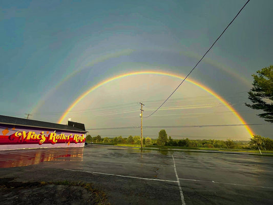 Always in the Right Place at the Right Time. Double Rainbow Over the Rink 2024