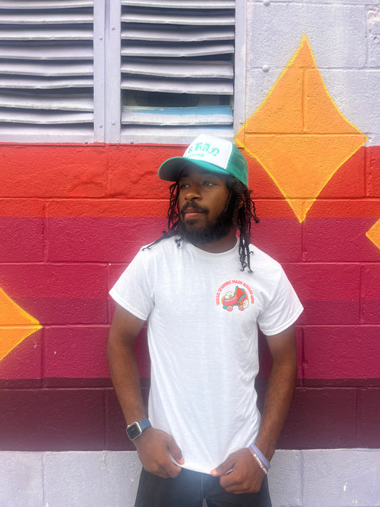 Urban Uprising + Macs Roller Rink Collab | White T-Shirt Unisex