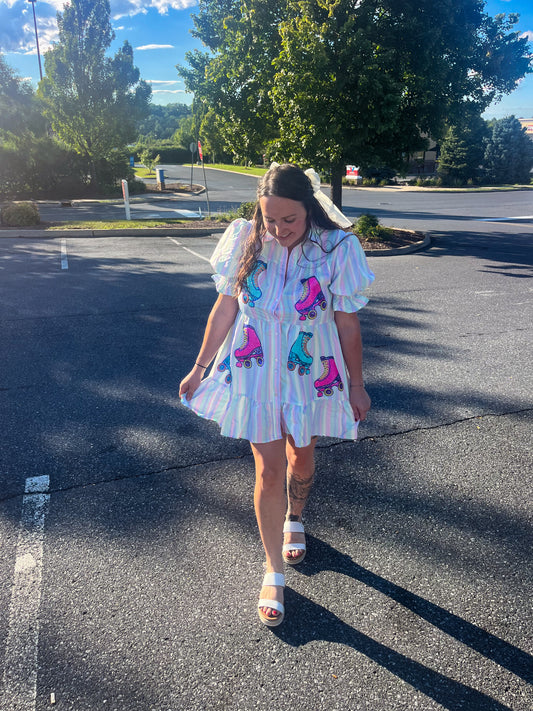 Rainbow Sparkle Roller Skate Dress | Sequin Skate Party Outfit