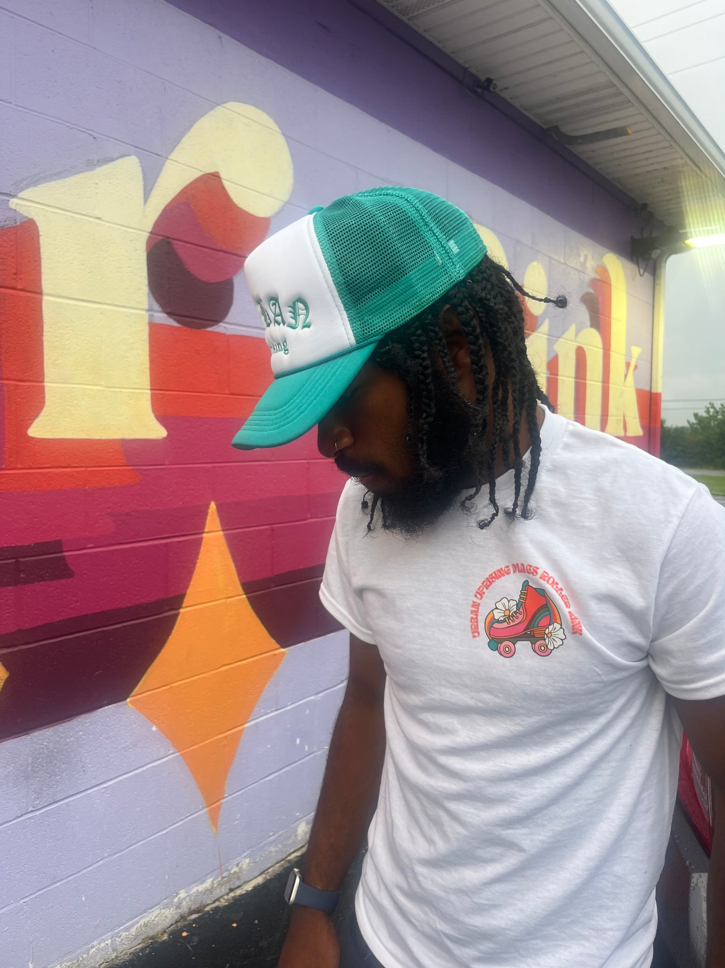 Urban Uprising + Macs Roller Rink Collab | White T-Shirt Unisex