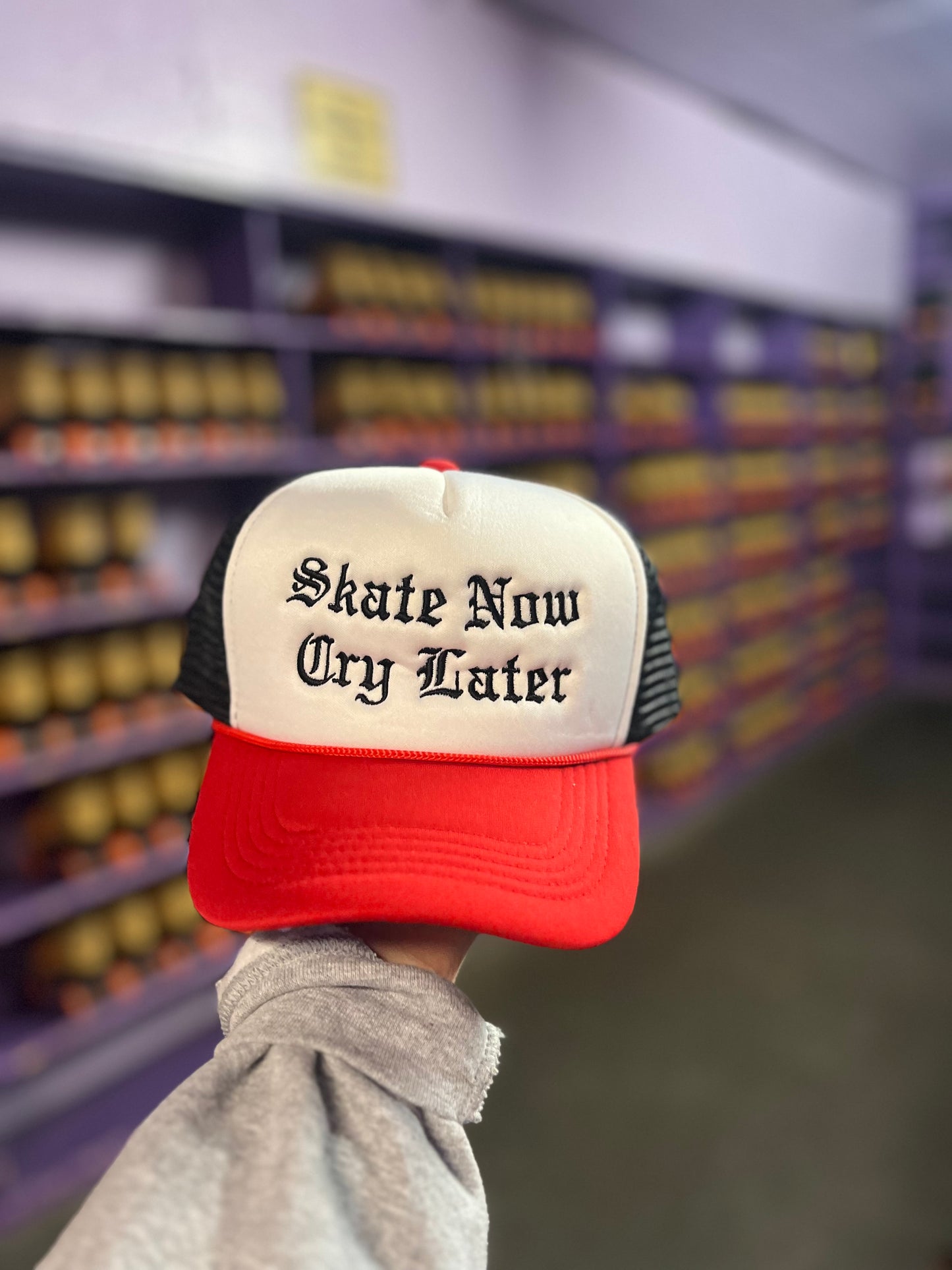 Skate Now Cry Later TRUCKER Red/Black/White