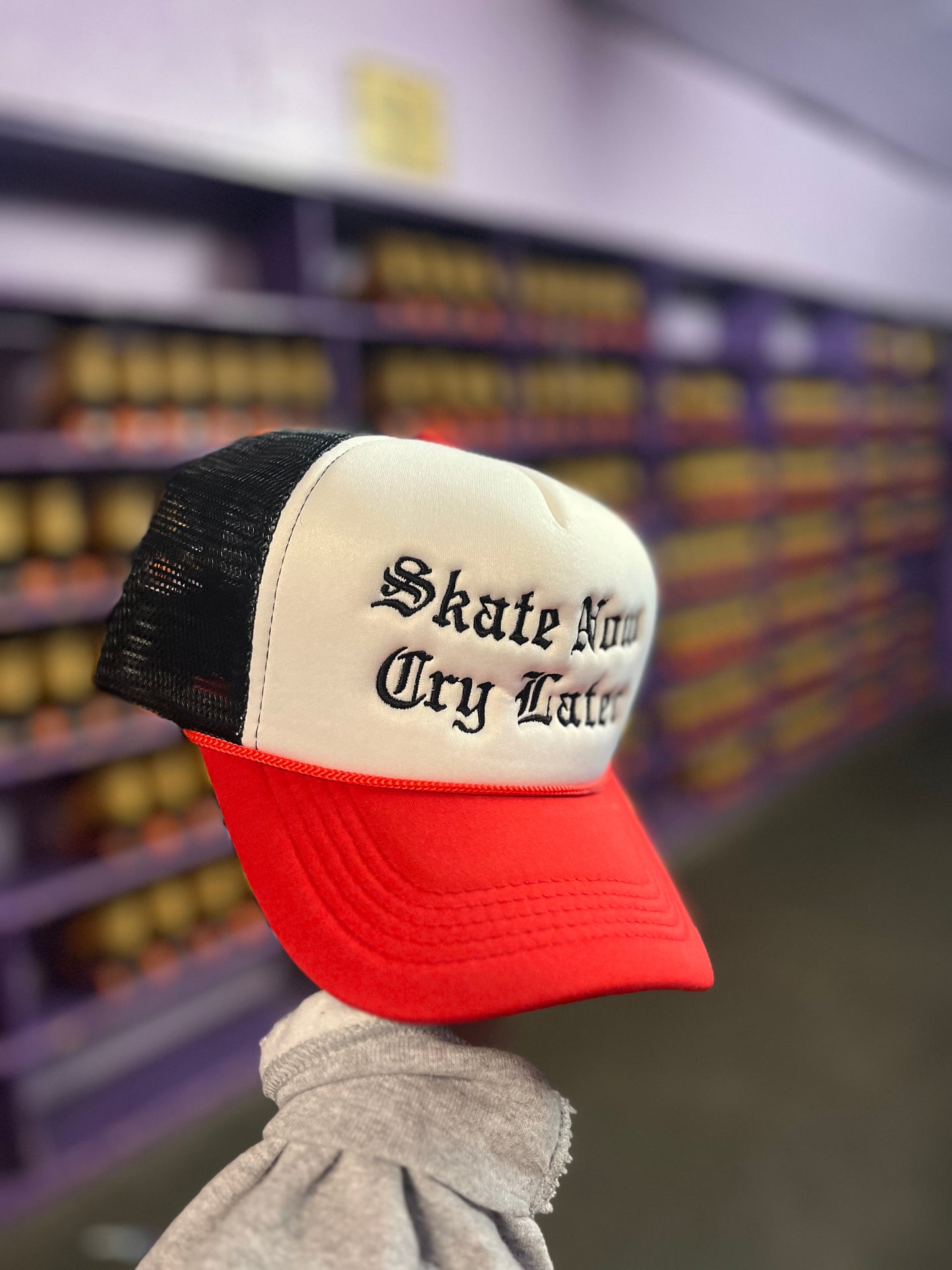 Skate Now Cry Later TRUCKER Red/Black/White