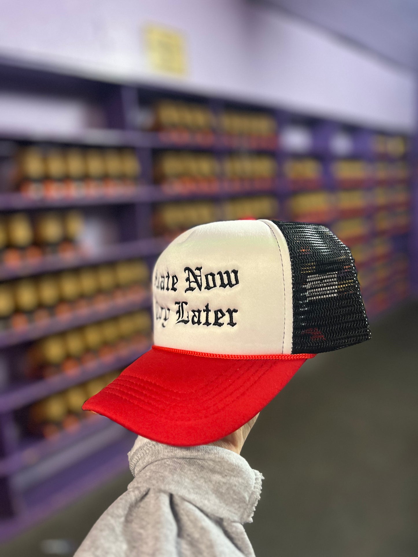 Skate Now Cry Later TRUCKER Red/Black/White